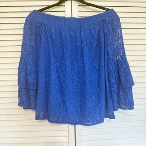 Lilly Pulitzer Blue Lace Off-Shoulder Top